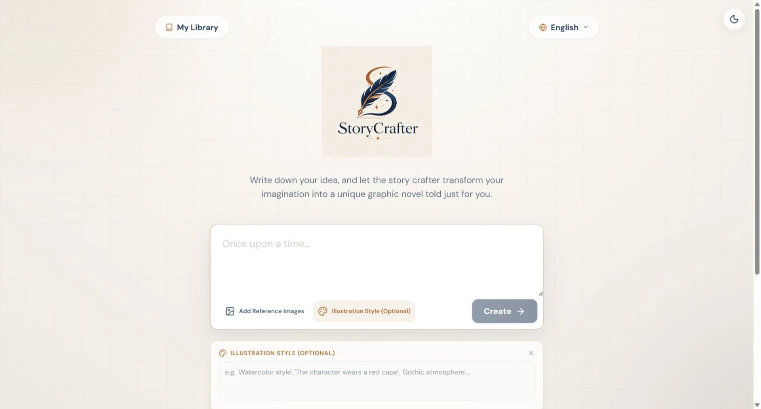 Story Crafter with its illustration style controls expanded